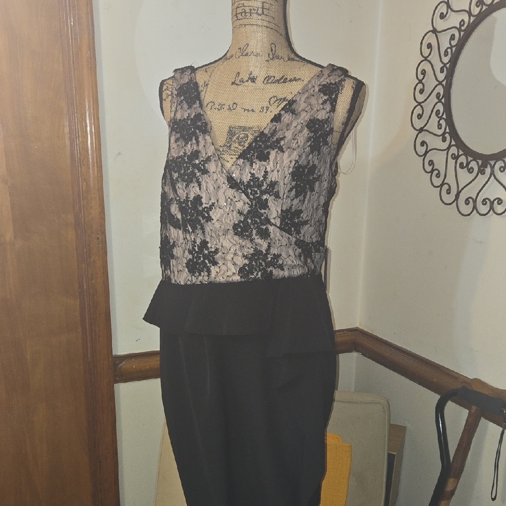 MARINA Black and Cream Maxi Dress